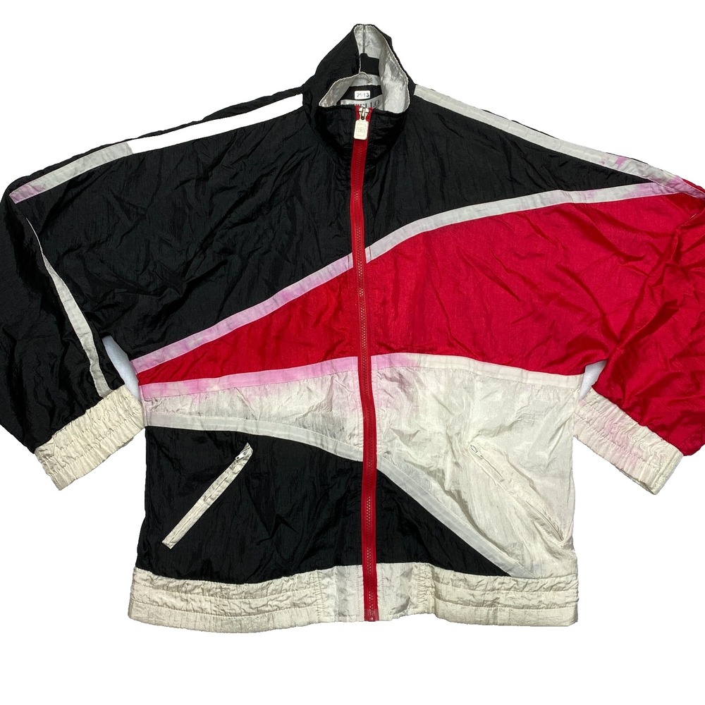 VINTAGE Otello Pelle Track Jacket Womens M Multicolor Full 80s 90s
